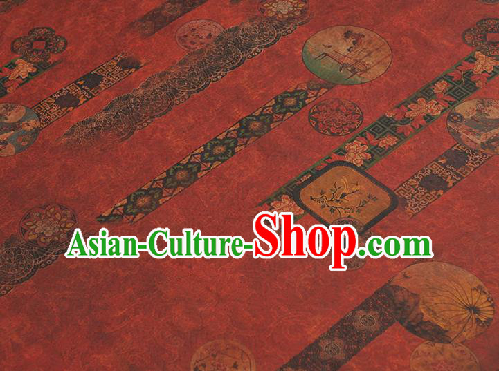 Top Grade Red Gambiered Guangdong Gauze Cheongsam Fabric Chinese Traditional Flowers Pattern Silk Drapery Top Grade Red Gambiered Guangdong Gauze Cheongsam Fabric Chinese Traditional Flowers Pattern Silk Drapery
