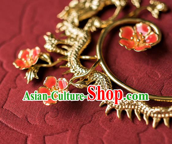 China Ancient Empress Gilding Dragon Ear Jewelry Accessories Traditional Qing Dynasty Queen Earrings China Ancient Empress Gilding Dragon Ear Jewelry Accessories Traditional Qing Dynasty Queen Earrings