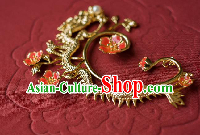 China Ancient Empress Gilding Dragon Ear Jewelry Accessories Traditional Qing Dynasty Queen Earrings China Ancient Empress Gilding Dragon Ear Jewelry Accessories Traditional Qing Dynasty Queen Earrings