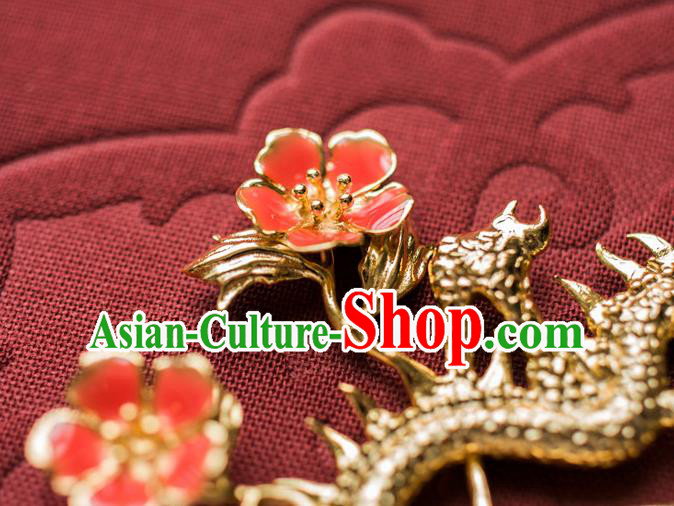 China Ancient Empress Gilding Dragon Ear Jewelry Accessories Traditional Qing Dynasty Queen Earrings China Ancient Empress Gilding Dragon Ear Jewelry Accessories Traditional Qing Dynasty Queen Earrings