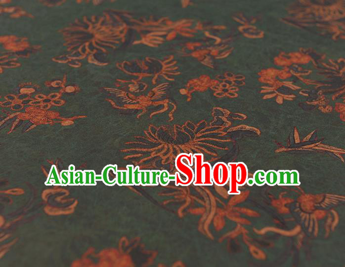 Top Gambiered Guangdong Gauze Cheongsam Fabric Chinese Traditional Chrysanthemum Pattern Deep Green Silk Drapery Top Gambiered Guangdong Gauze Cheongsam Fabric Chinese Traditional Chrysanthemum Pattern Deep Green Silk Drapery