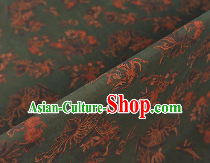Top Gambiered Guangdong Gauze Cheongsam Fabric Chinese Traditional Chrysanthemum Pattern Deep Green Silk Drapery Top Gambiered Guangdong Gauze Cheongsam Fabric Chinese Traditional Chrysanthemum Pattern Deep Green Silk Drapery