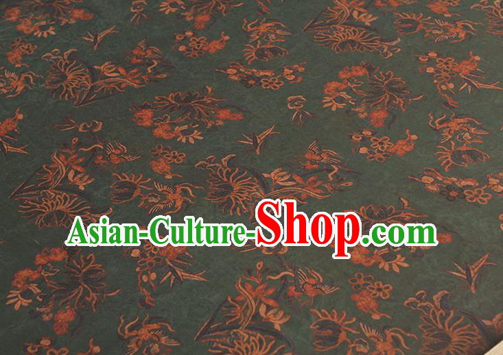 Top Gambiered Guangdong Gauze Cheongsam Fabric Chinese Traditional Chrysanthemum Pattern Deep Green Silk Drapery Top Gambiered Guangdong Gauze Cheongsam Fabric Chinese Traditional Chrysanthemum Pattern Deep Green Silk Drapery