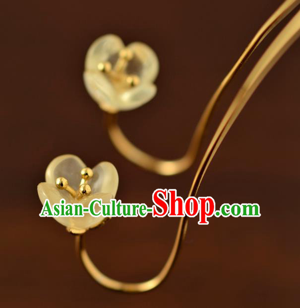 China Ancient Princess Osmanthus Ear Jewelry Accessories Traditional Qing Dynasty Palace Lady Earrings China Ancient Princess Osmanthus Ear Jewelry Accessories Traditional Qing Dynasty Palace Lady Earrings