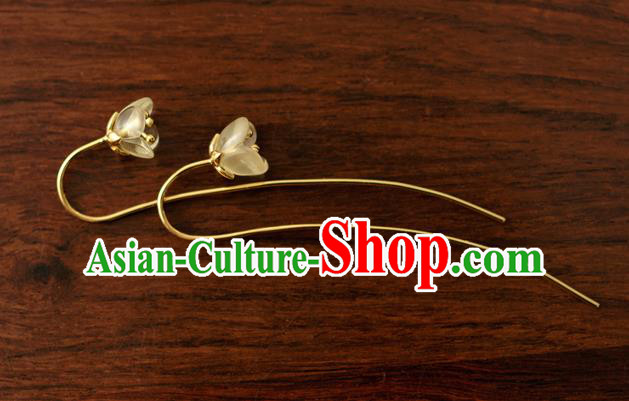 China Ancient Princess Osmanthus Ear Jewelry Accessories Traditional Qing Dynasty Palace Lady Earrings China Ancient Princess Osmanthus Ear Jewelry Accessories Traditional Qing Dynasty Palace Lady Earrings