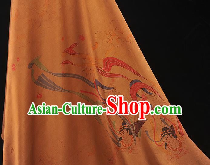 China Classical Cheongsam Gambiered Guangdong Gauze Cloth Traditional Flying Apsaras Pattern Silk Fabric China Classical Cheongsam Gambiered Guangdong Gauze Cloth Traditional Flying Apsaras Pattern Silk Fabric