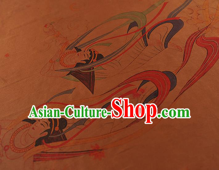 China Classical Cheongsam Gambiered Guangdong Gauze Cloth Traditional Flying Apsaras Pattern Silk Fabric China Classical Cheongsam Gambiered Guangdong Gauze Cloth Traditional Flying Apsaras Pattern Silk Fabric