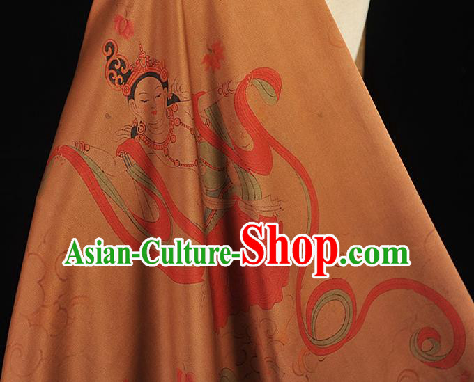 China Traditional Flying Apsaras Pattern Silk Fabric Classical Cheongsam Gambiered Guangdong Gauze Cloth China Traditional Flying Apsaras Pattern Silk Fabric Classical Cheongsam Gambiered Guangdong Gauze Cloth