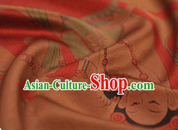 China Traditional Flying Apsaras Pattern Silk Fabric Classical Cheongsam Gambiered Guangdong Gauze Cloth China Traditional Flying Apsaras Pattern Silk Fabric Classical Cheongsam Gambiered Guangdong Gauze Cloth