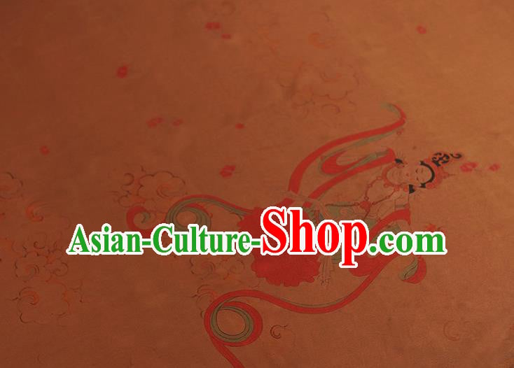 China Traditional Flying Apsaras Pattern Silk Fabric Classical Cheongsam Gambiered Guangdong Gauze Cloth China Traditional Flying Apsaras Pattern Silk Fabric Classical Cheongsam Gambiered Guangdong Gauze Cloth