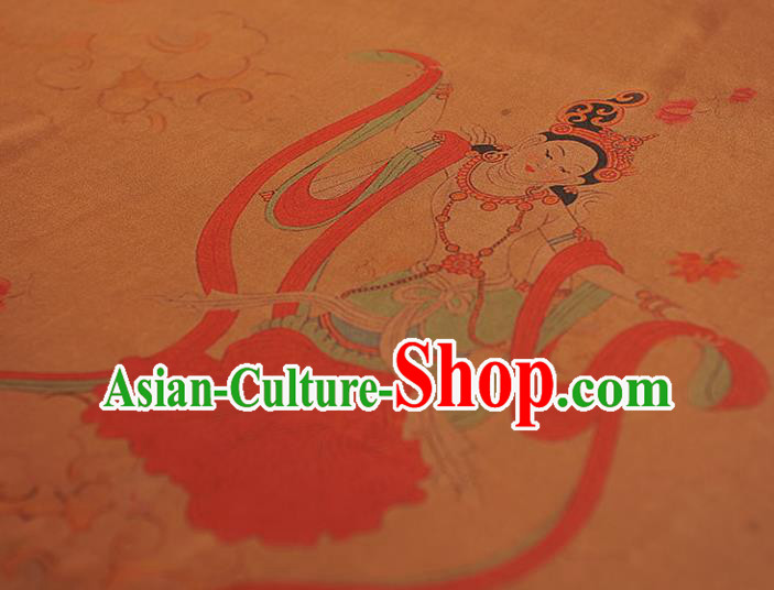 China Traditional Flying Apsaras Pattern Silk Fabric Classical Cheongsam Gambiered Guangdong Gauze Cloth China Traditional Flying Apsaras Pattern Silk Fabric Classical Cheongsam Gambiered Guangdong Gauze Cloth