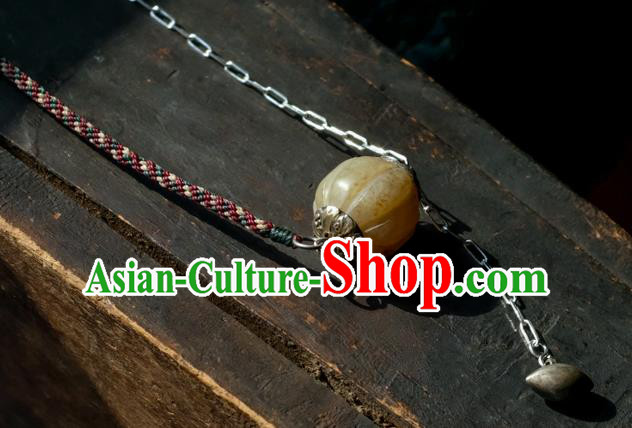 China Handmade National Jewelry Accessories Traditional White Jade Carving Bead Necklace China Handmade National Jewelry Accessories Traditional White Jade Carving Bead Necklace