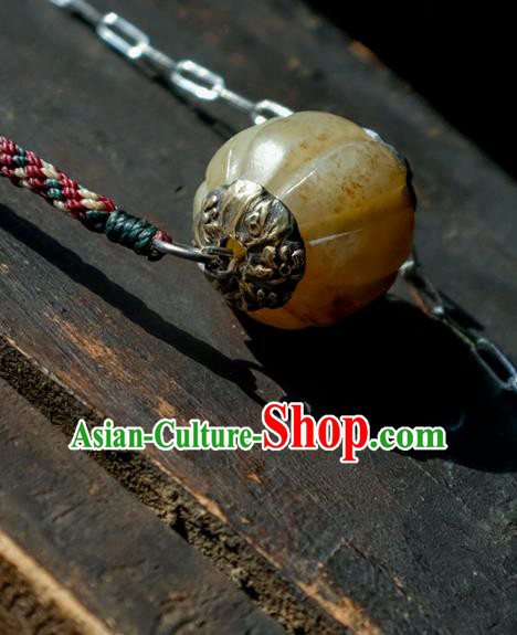China Handmade National Jewelry Accessories Traditional White Jade Carving Bead Necklace China Handmade National Jewelry Accessories Traditional White Jade Carving Bead Necklace
