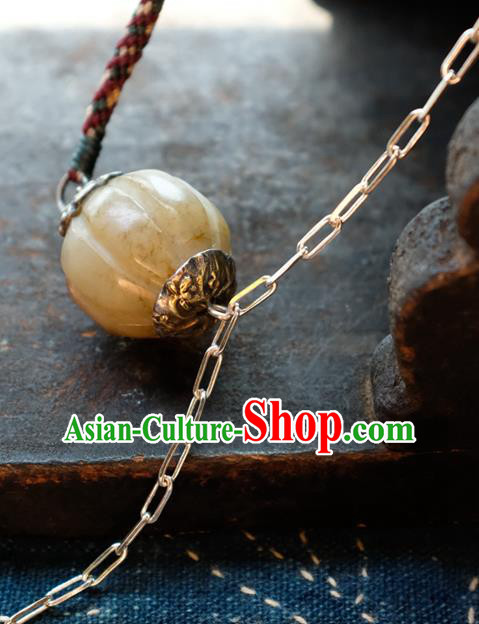 China Handmade National Jewelry Accessories Traditional White Jade Carving Bead Necklace China Handmade National Jewelry Accessories Traditional White Jade Carving Bead Necklace