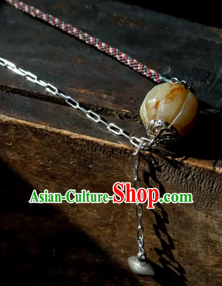 China Handmade National Jewelry Accessories Traditional White Jade Carving Bead Necklace China Handmade National Jewelry Accessories Traditional White Jade Carving Bead Necklace