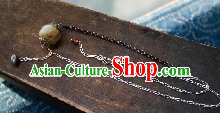 China Handmade National Jewelry Accessories Traditional White Jade Carving Bead Necklace China Handmade National Jewelry Accessories Traditional White Jade Carving Bead Necklace