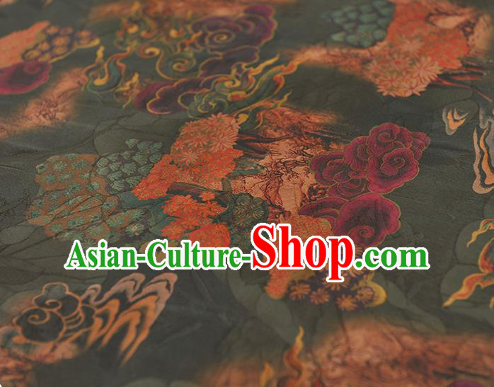 Top Chinese Traditional Flowers Pattern Silk Drapery Cheongsam Fabric Atrovirens Gambiered Guangdong Gauze Top Chinese Traditional Flowers Pattern Silk Drapery Cheongsam Fabric Atrovirens Gambiered Guangdong Gauze