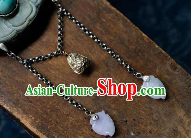 Handmade China Traditional Jade Carving Lotus Necklace Pendant National Silver Jewelry Accessories Handmade China Traditional Jade Carving Lotus Necklace Pendant National Silver Jewelry Accessories