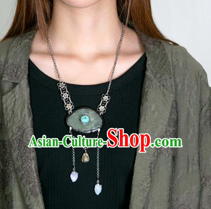Handmade China Traditional Jade Carving Lotus Necklace Pendant National Silver Jewelry Accessories Handmade China Traditional Jade Carving Lotus Necklace Pendant National Silver Jewelry Accessories