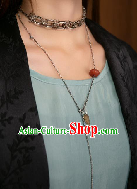Handmade China Traditional Red Fish Necklace Pendant National Women Jewelry Silver Carving Accessories Handmade China Traditional Red Fish Necklace Pendant National Women Jewelry Silver Carving Accessories