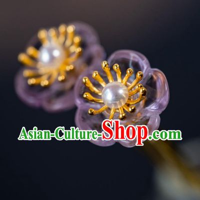 China Traditional Court Hanfu Hair Accessories Ming Dynasty Amethyst Hair Clip Ancient Princess Plum Blossom Hairpin