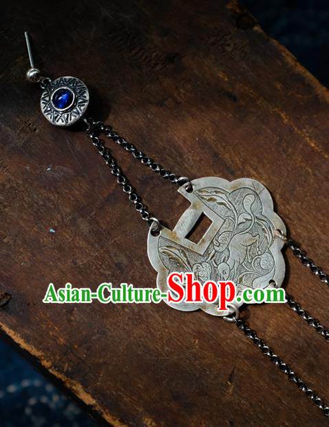China Traditional Retro Longevity Lock Tassel Earrings Handmade Jewelry Silver Ear Accessories China Traditional Retro Longevity Lock Tassel Earrings Handmade Jewelry Silver Ear Accessories