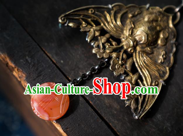 China National Retro Earrings Traditional Jewelry Handmade Silver Carving Ear Accessories