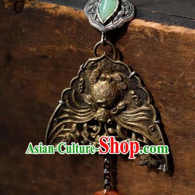 China National Retro Earrings Traditional Jewelry Handmade Silver Carving Ear Accessories