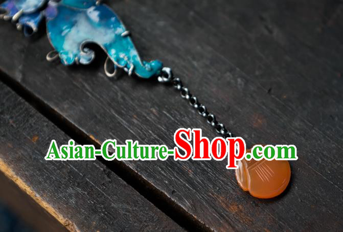 China National Blueing Bat Earrings Traditional Jade Jewelry Handmade Silver Ear Accessories China National Blueing Bat Earrings Traditional Jade Jewelry Handmade Silver Ear Accessories