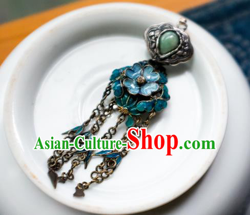 China Traditional Jade Jewelry Handmade Silver Tassel Ear Accessories National Blueing Flowers Earrings China Traditional Jade Jewelry Handmade Silver Tassel Ear Accessories National Blueing Flowers Earrings