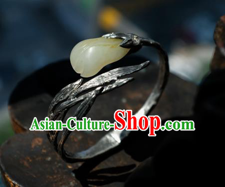 Chinese Handmade Silver Bracelet Accessories Traditional Yellow Jade Mangnolia Jewelry Chinese Handmade Silver Bracelet Accessories Traditional Yellow Jade Mangnolia Jewelry
