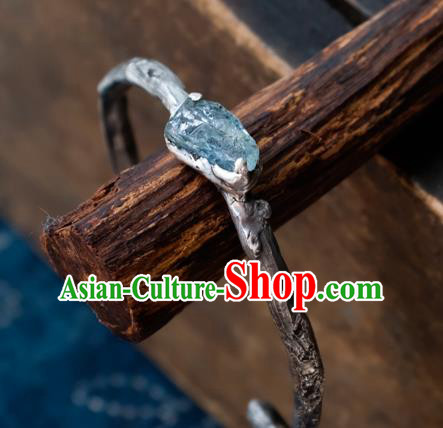 Chinese Traditional Aquamarine Jewelry Handmade Silver Bracelet Accessories Chinese Traditional Aquamarine Jewelry Handmade Silver Bracelet Accessories