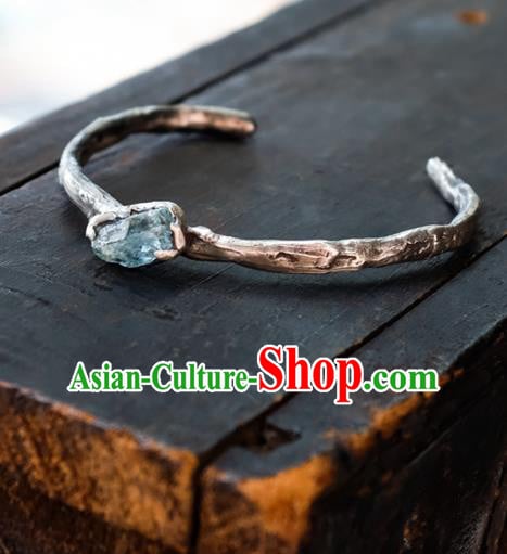 Chinese Traditional Aquamarine Jewelry Handmade Silver Bracelet Accessories Chinese Traditional Aquamarine Jewelry Handmade Silver Bracelet Accessories