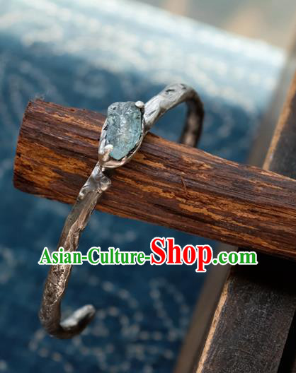 Chinese Traditional Aquamarine Jewelry Handmade Silver Bracelet Accessories Chinese Traditional Aquamarine Jewelry Handmade Silver Bracelet Accessories