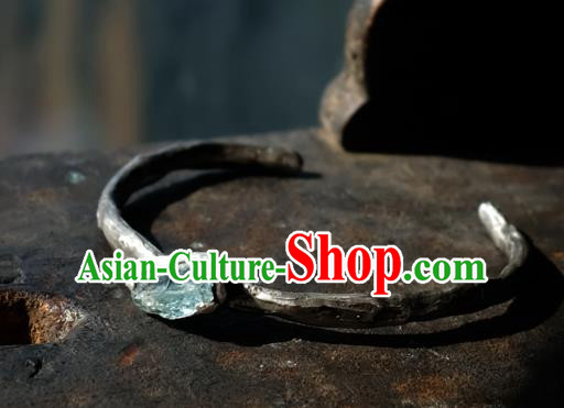 Chinese Traditional Aquamarine Jewelry Handmade Silver Bracelet Accessories Chinese Traditional Aquamarine Jewelry Handmade Silver Bracelet Accessories