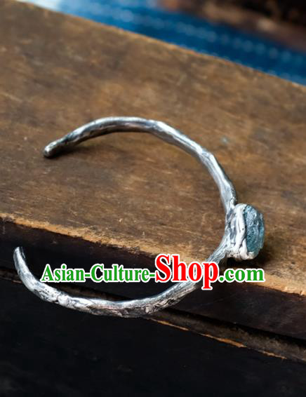 Chinese Traditional Aquamarine Jewelry Handmade Silver Bracelet Accessories Chinese Traditional Aquamarine Jewelry Handmade Silver Bracelet Accessories
