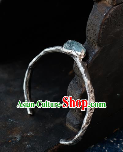 Chinese Traditional Aquamarine Jewelry Handmade Silver Bracelet Accessories Chinese Traditional Aquamarine Jewelry Handmade Silver Bracelet Accessories