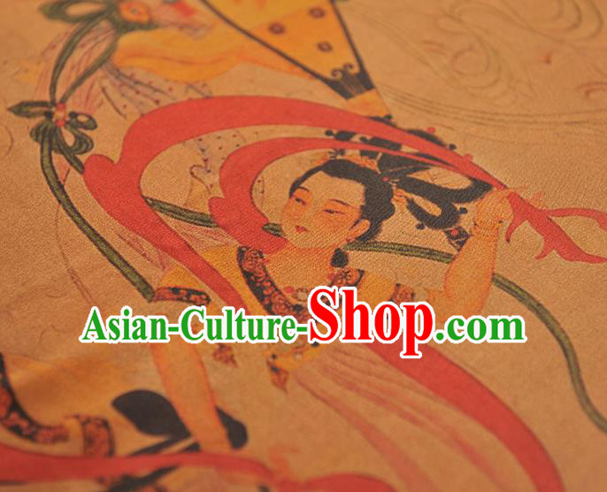 China Classical Gambiered Guangdong Gauze Cheongsam Cloth Traditional Lute Goddess Pattern Silk Fabric China Classical Gambiered Guangdong Gauze Cheongsam Cloth Traditional Lute Goddess Pattern Silk Fabric