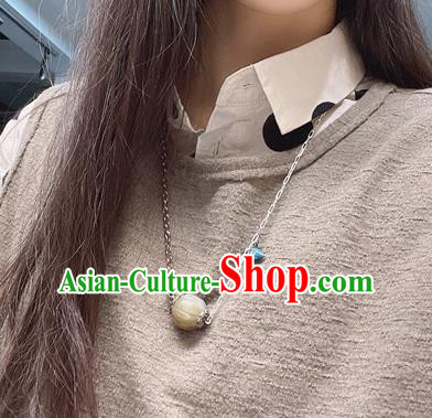 China Handmade National Jewelry Accessories Traditional White Jade Carving Bead Necklace China Handmade National Jewelry Accessories Traditional White Jade Carving Bead Necklace