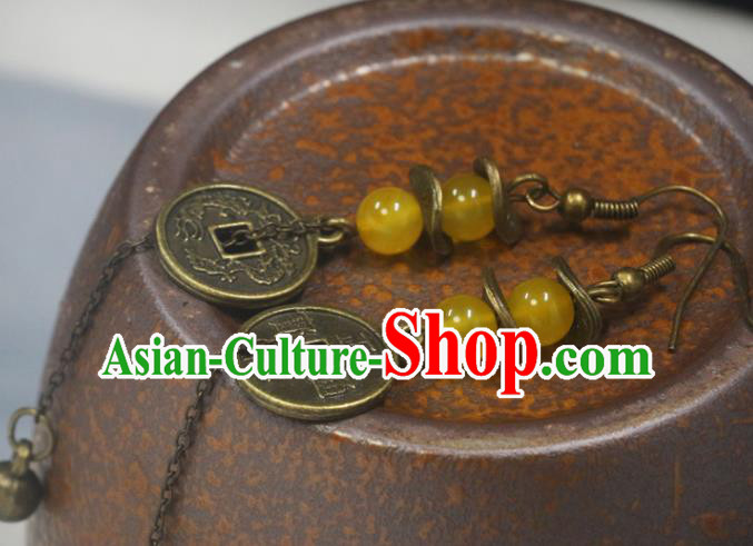 Handmade Chinese National Bells Tassel Ear Accessories Traditional Copper Cash Earrings Handmade Chinese National Bells Tassel Ear Accessories Traditional Copper Cash Earrings