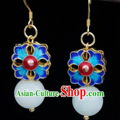 Handmade Chinese National Enamel Ear Accessories Traditional Blueing Earrings