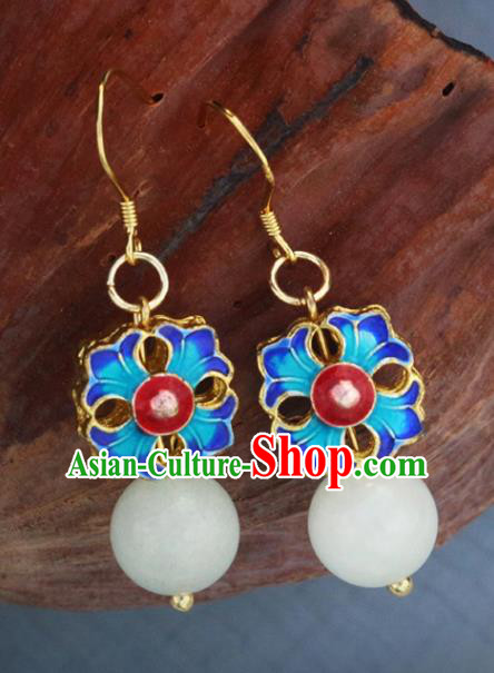 Handmade Chinese National Enamel Ear Accessories Traditional Blueing Earrings Handmade Chinese National Enamel Ear Accessories Traditional Blueing Earrings
