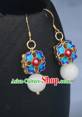 Handmade Chinese National Enamel Ear Accessories Traditional Blueing Earrings Handmade Chinese National Enamel Ear Accessories Traditional Blueing Earrings