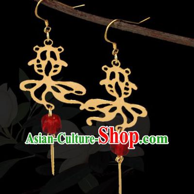 Handmade Chinese Traditional Hanfu Earrings National Goldfish Ear Accessories
