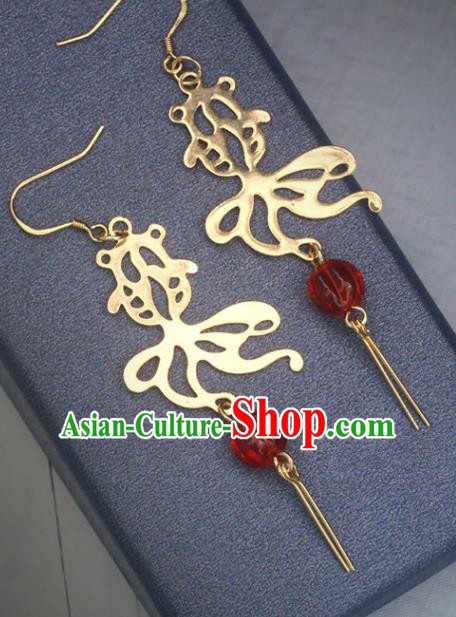 Handmade Chinese Traditional Hanfu Earrings National Goldfish Ear Accessories Handmade Chinese Traditional Hanfu Earrings National Goldfish Ear Accessories