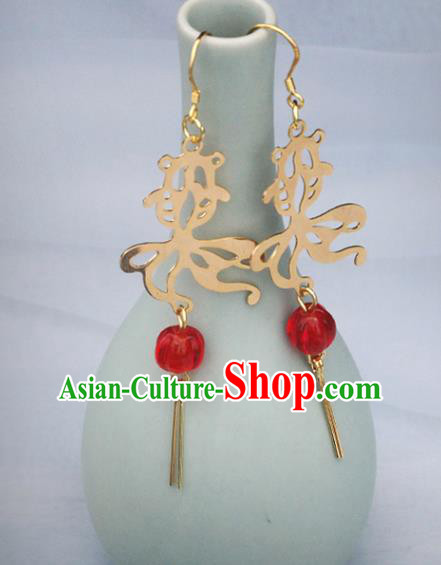 Handmade Chinese Traditional Hanfu Earrings National Goldfish Ear Accessories Handmade Chinese Traditional Hanfu Earrings National Goldfish Ear Accessories
