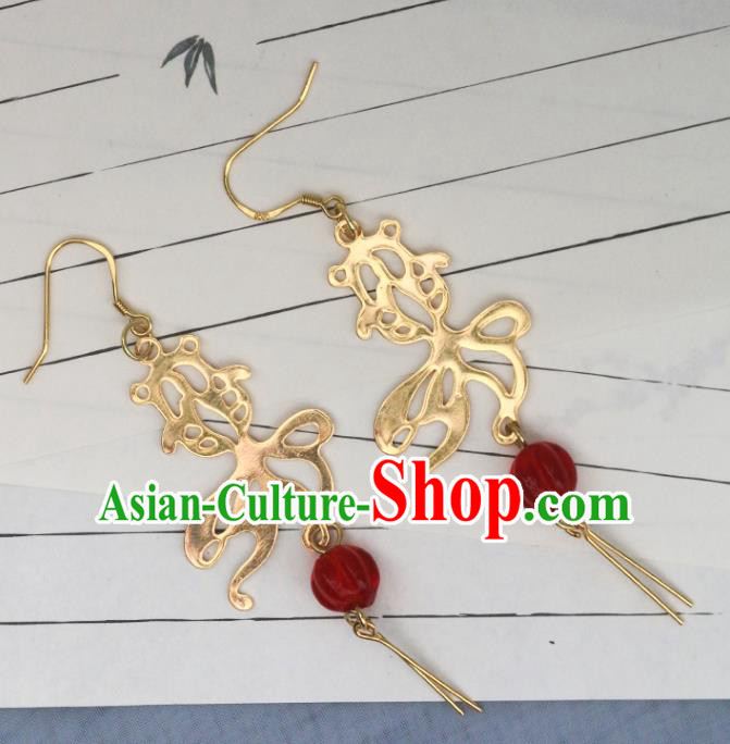 Handmade Chinese Traditional Hanfu Earrings National Goldfish Ear Accessories Handmade Chinese Traditional Hanfu Earrings National Goldfish Ear Accessories