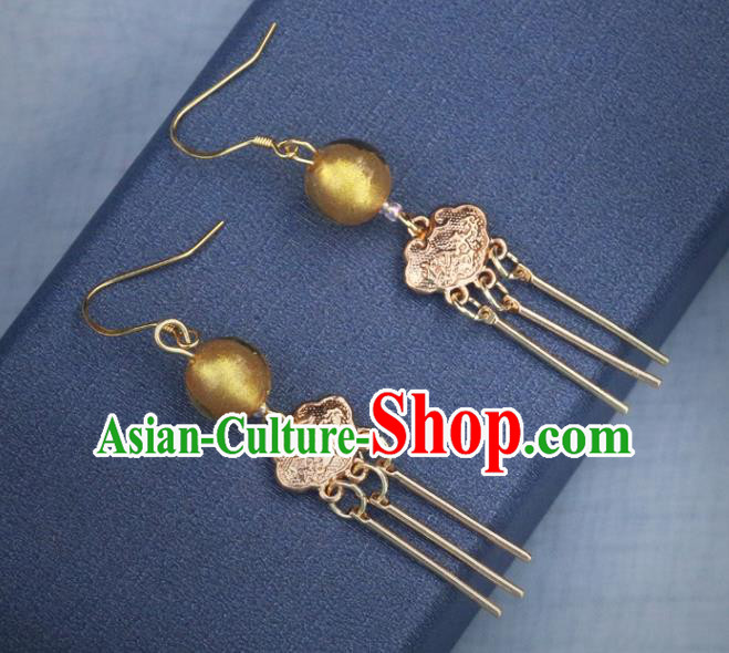 Handmade Chinese Traditional Hanfu Longevity Lock Earrings National Ear Accessories Handmade Chinese Traditional Hanfu Longevity Lock Earrings National Ear Accessories