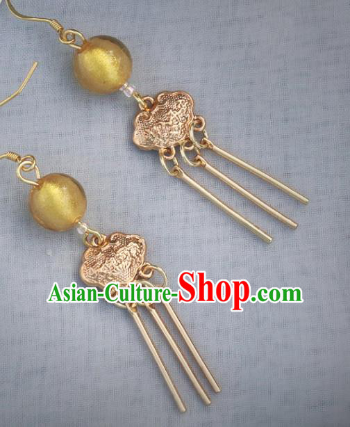 Handmade Chinese Traditional Hanfu Longevity Lock Earrings National Ear Accessories Handmade Chinese Traditional Hanfu Longevity Lock Earrings National Ear Accessories