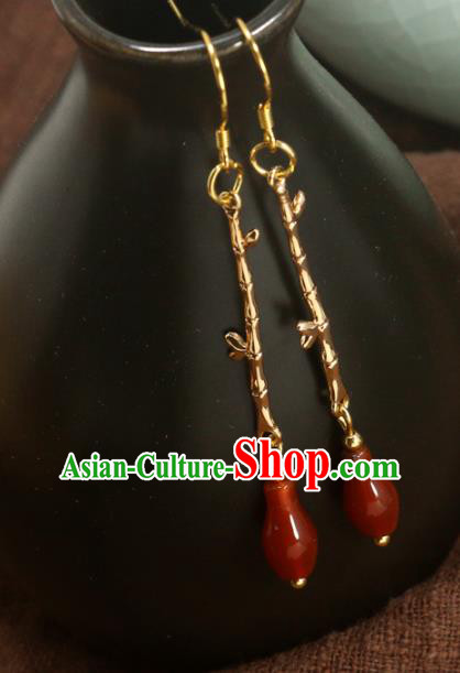 Handmade Chinese Traditional Golden Bamboo Ear Accessories National Hanfu Earrings Handmade Chinese Traditional Golden Bamboo Ear Accessories National Hanfu Earrings
